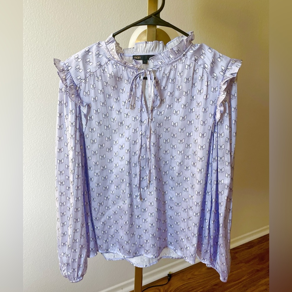 Maje bow print lilac blouse